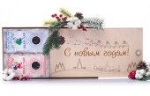 Большой праздничный деревянный короб с Русским чаем в новогодней упаковке