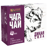 Чага-чай "Дикая Сила", 100 пакетиков, чага березовая с листом смородины и яблоком, чай в пакетиках 100 шт