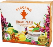 Русский Иван-чай с облепихой, имбирем и лимоном, 100 пакетиков с ярлычком