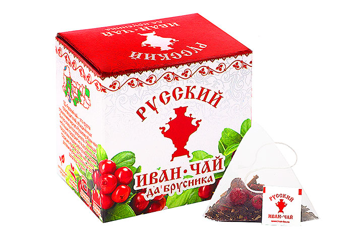 Купить черный ферментированный Иван-чай с брусникой в пирамидках оптом