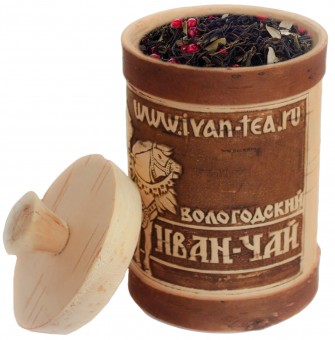 Вологодский Иван-чай с брусникой в берестяном туеске 70г