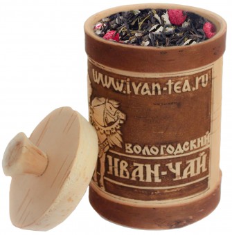 Вологодский Иван-чай с малиной в берестяном туеске 70г