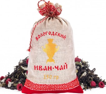 Вологодский Иван-чай с малиной в льняном мешке 150 г