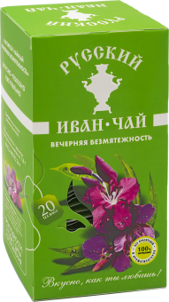 Русский Иван-чай "Вечерняя безмятежность", 20х1.8г, ферментированный иван-чай. Без кофеина в пакетиках с ярлыком и ниткой в индивидуальных саше-конвертах