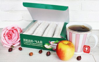 Русский Иван-чай с листом смородины, яблоком и шиповником, 100 пакетиков с ярлычком