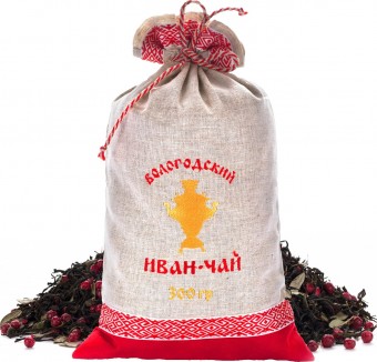 Вологодский Иван-чай с брусникой в льняном мешке 300 г