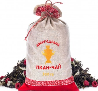 Вологодский Иван-чай с малиной в льняном мешке 300 г