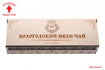 Подарочный резной короб Вологодский Иван-чай, арт. ДВ150ФП, прямоугольный