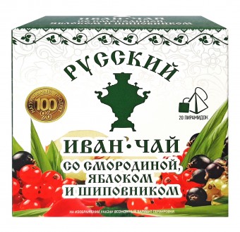 Русский Иван-чай со смородиной, яблоком и шиповником, 20 пирамидок, 40 г